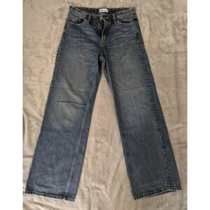 Zara Womens Blue Denim Wide Leg Straight Leg Jeans Size 4 Medium Wash